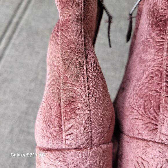 Sam Edelman pink velvet embossed floral print womens size 8 - Picture 4 of 11